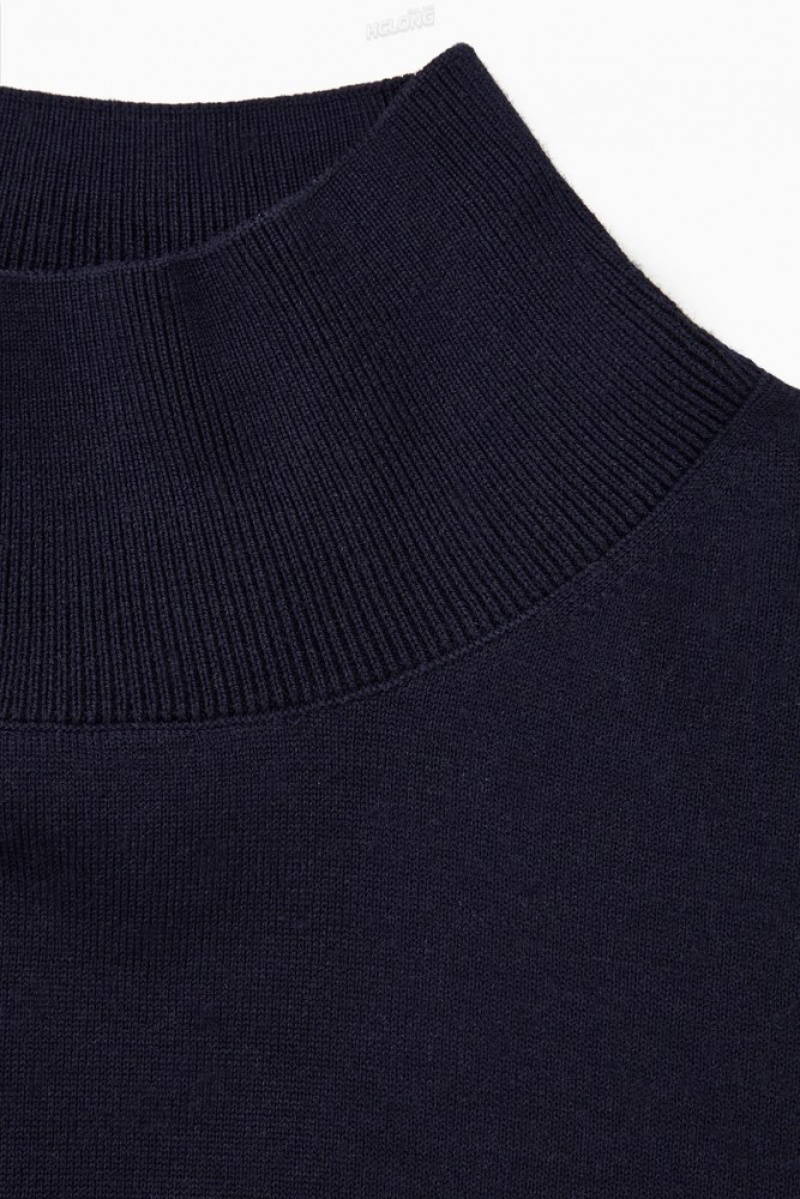 Dark Navy COS Double-Faced Wool Turtleneck Sweater Sweaters & Cardigans | 864175-VAF