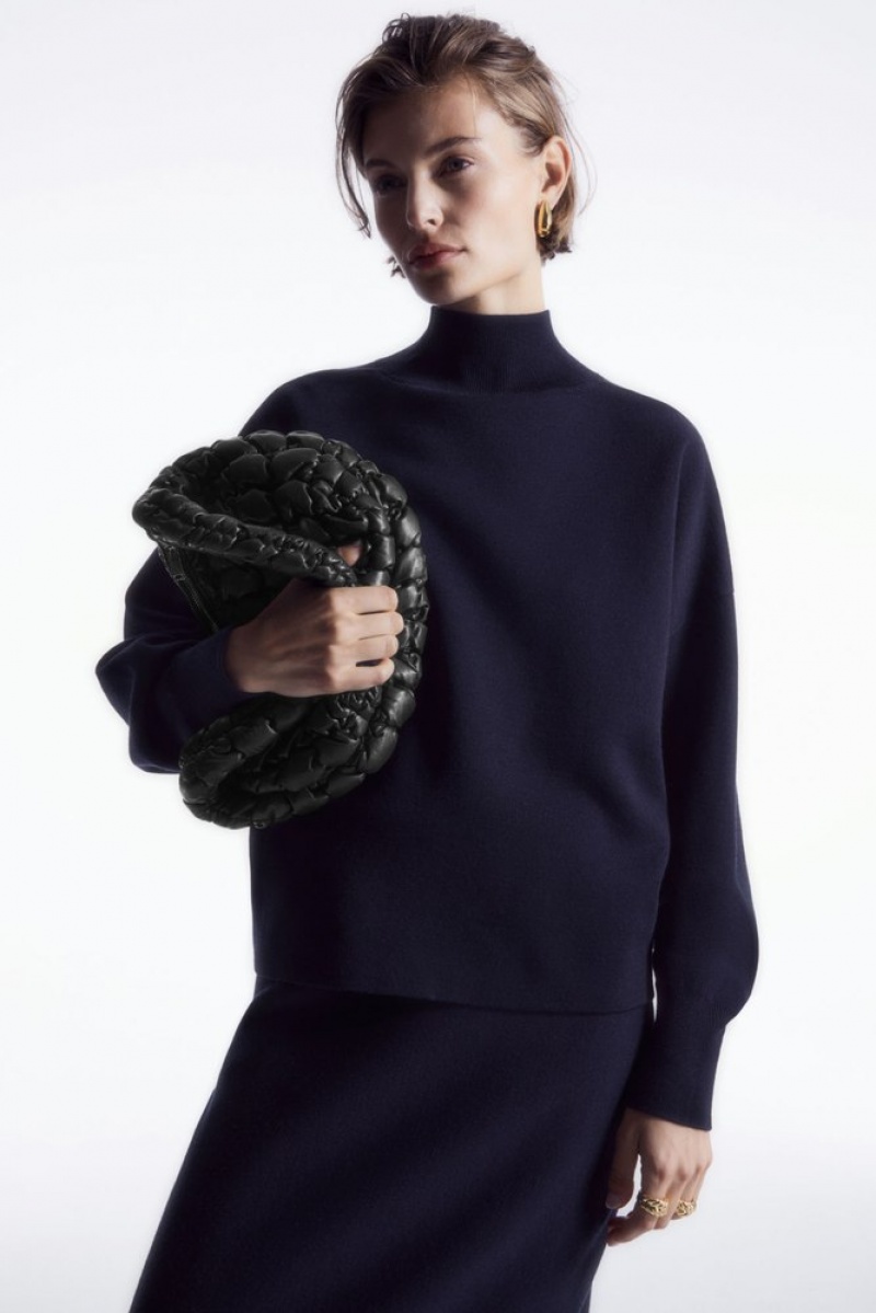 Dark Navy COS Double-Faced Wool Turtleneck Sweater Sweaters & Cardigans | 864175-VAF