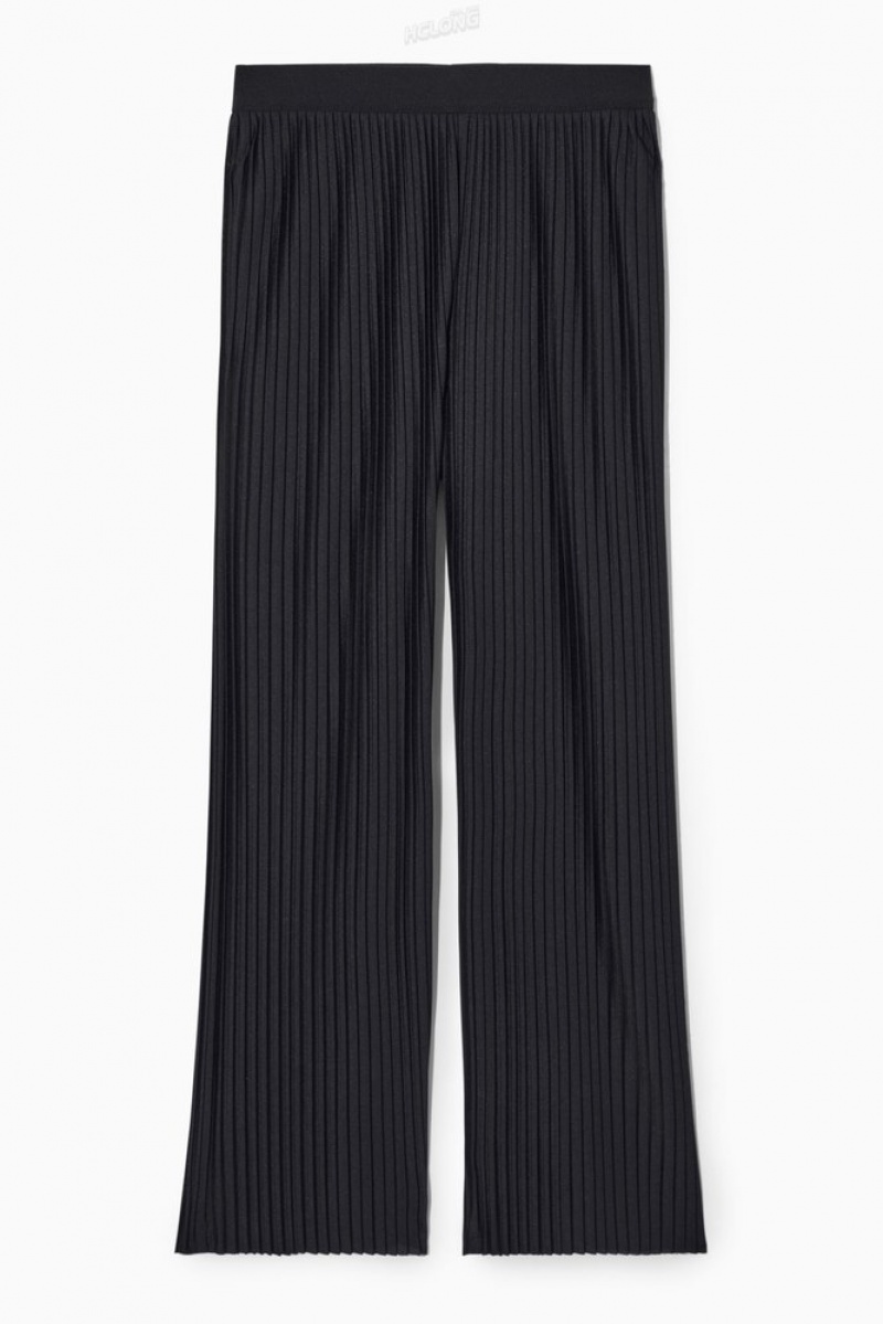 Dark Navy COS Plissé Trousers Trousers | 894760-HBV