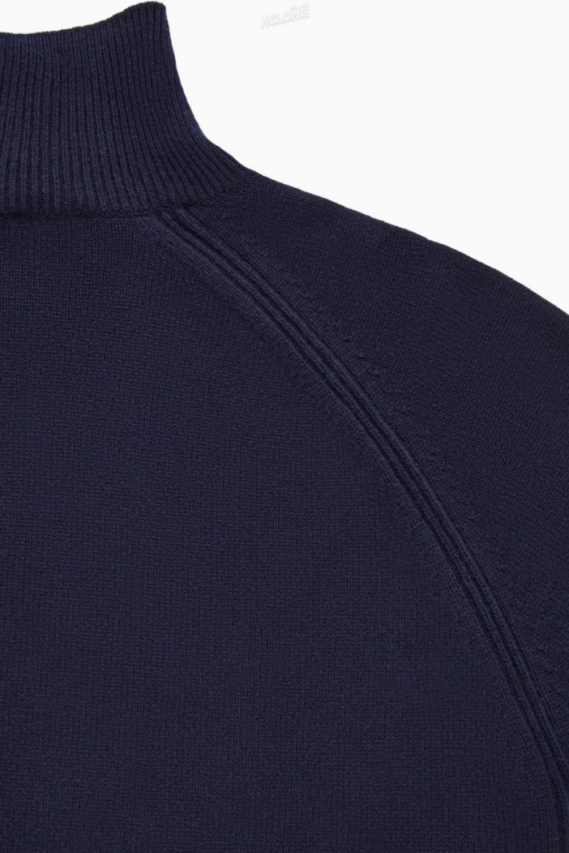 Dark Navy COS Pure Cashmere Turtleneck Jumper Knitwear & Cardigans | 679830-FMC