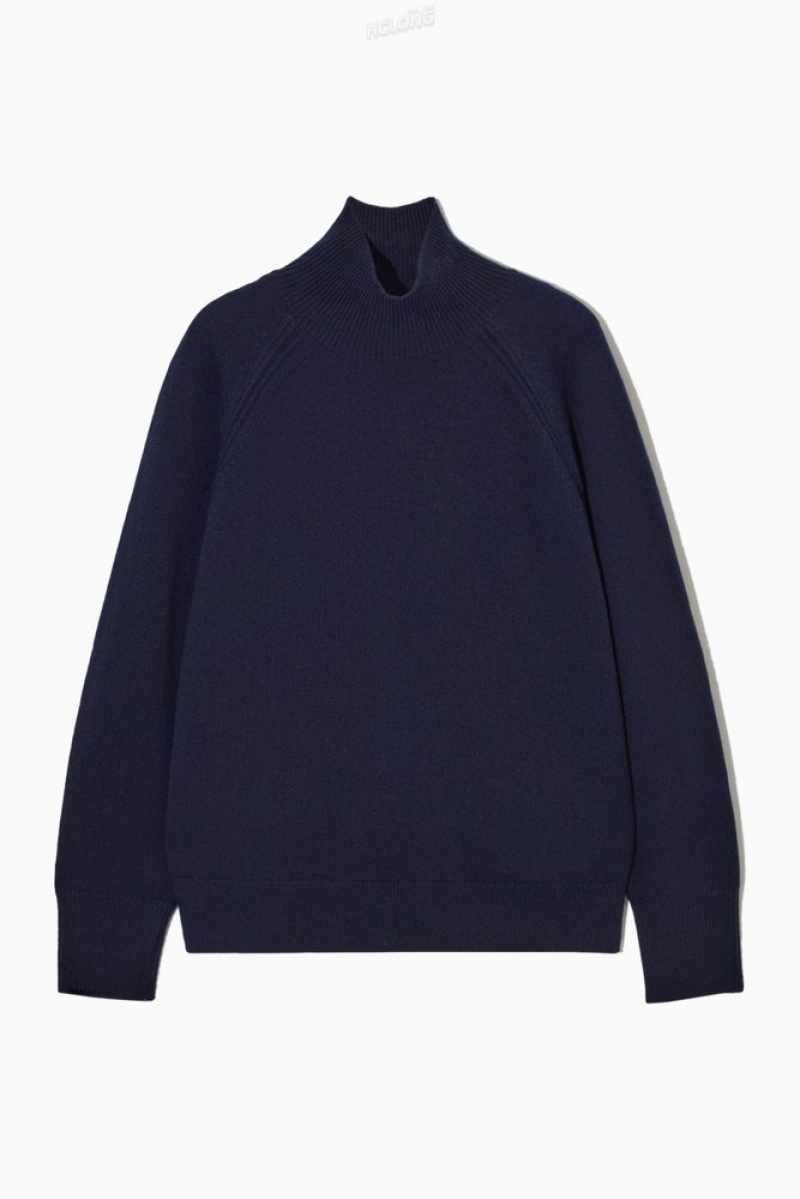 Dark Navy COS Pure Cashmere Turtleneck Jumper Knitwear & Cardigans | 679830-FMC