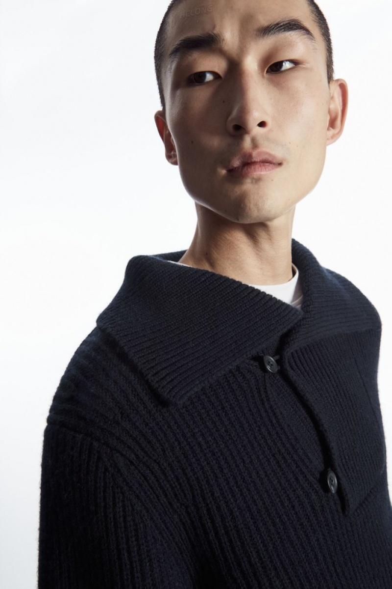 Dark Navy COS Sailor-Collar Wool Jumper Knitwear | 986031-ZCL