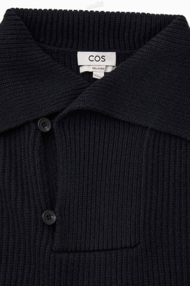 Dark Navy COS Sailor-Collar Wool Jumper Knitwear | 986031-ZCL