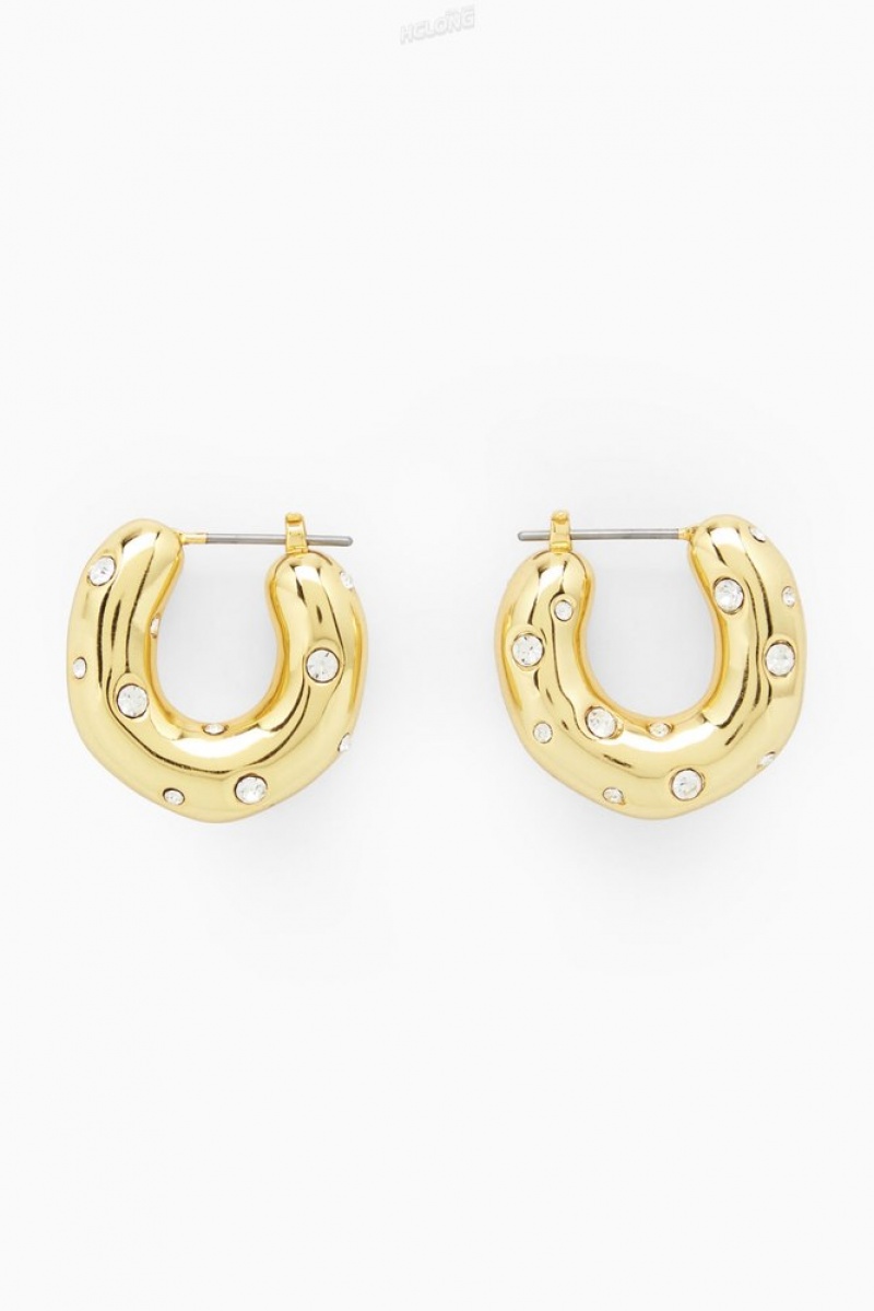 Gold COS Crystal-Embellished Chunky Hoop Earrings Jewelry & Jewellery | 018523-NZE