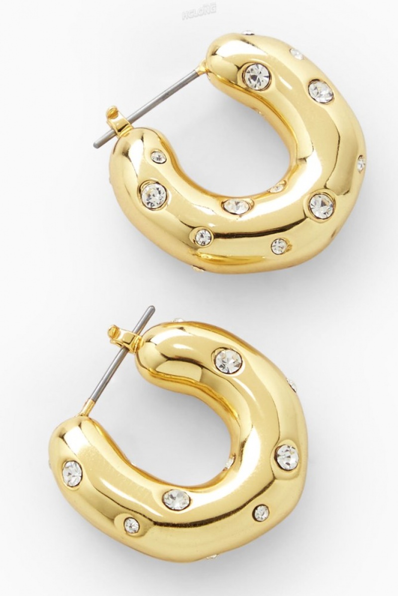 Gold COS Crystal-Embellished Chunky Hoop Earrings Jewelry & Jewellery | 018523-NZE