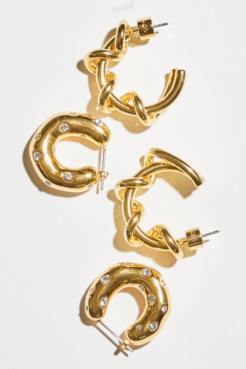 Gold COS Crystal-Embellished Chunky Hoop Earrings Jewelry & Jewellery | 018523-NZE