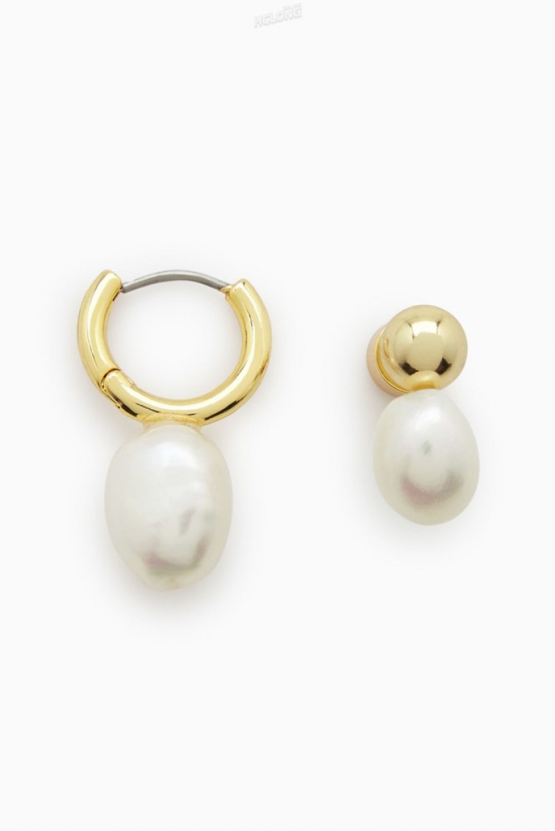 Gold COS Mismatched Pearl Earrings Jewelry & Jewellery | 173506-PWI