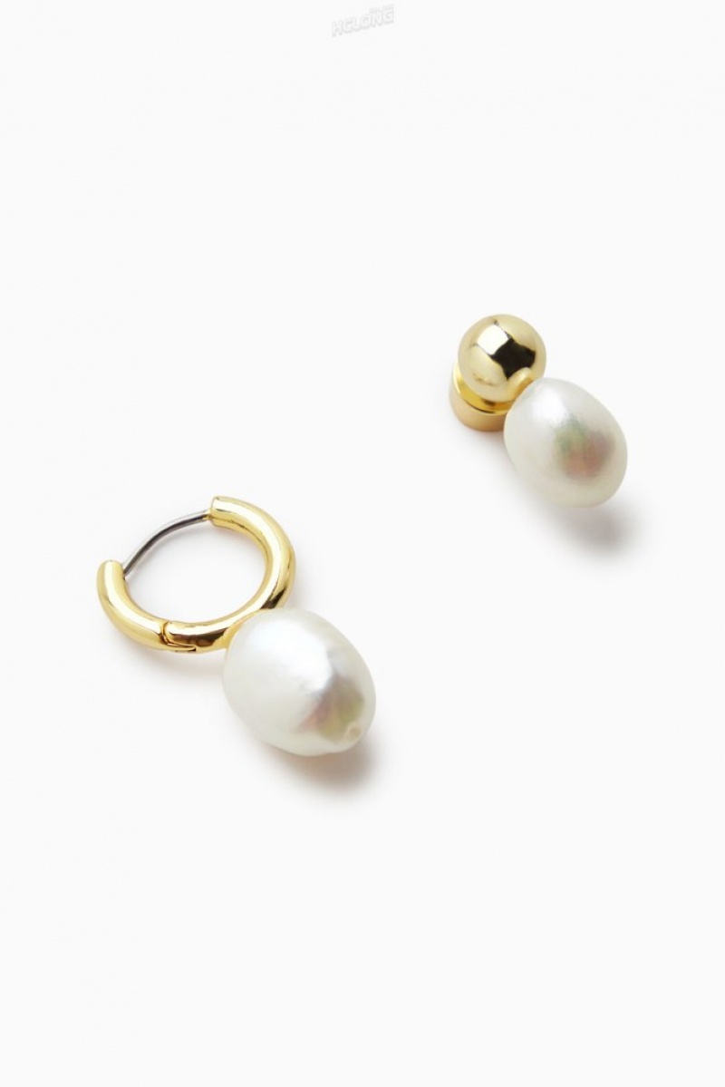 Gold COS Mismatched Pearl Earrings Jewelry & Jewellery | 173506-PWI