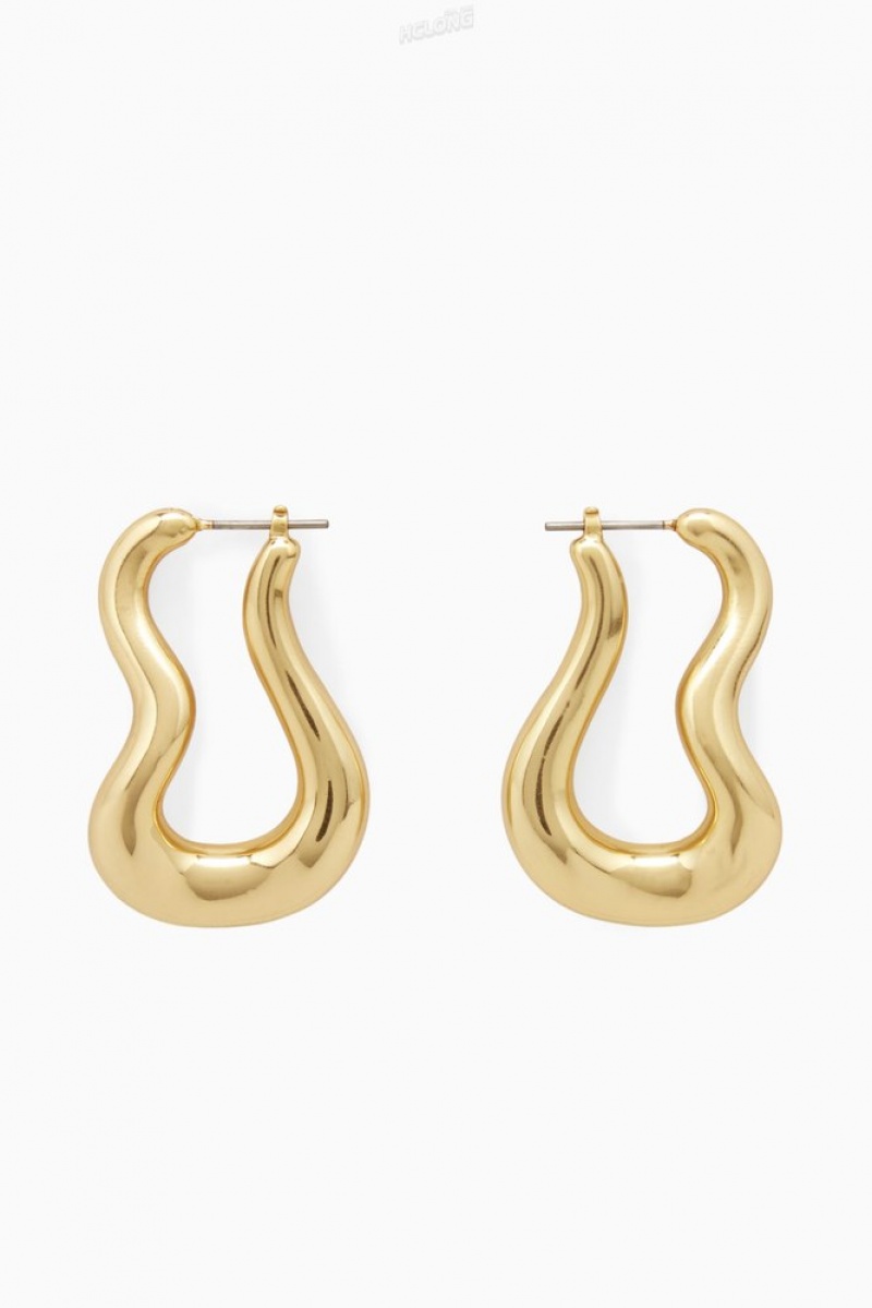 Gold COS Wavy Hoop Earrings Jewelry & Jewellery | 041365-EBP