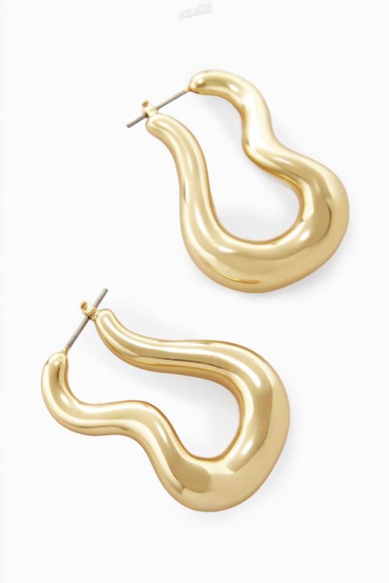 Gold COS Wavy Hoop Earrings Jewelry & Jewellery | 041365-EBP