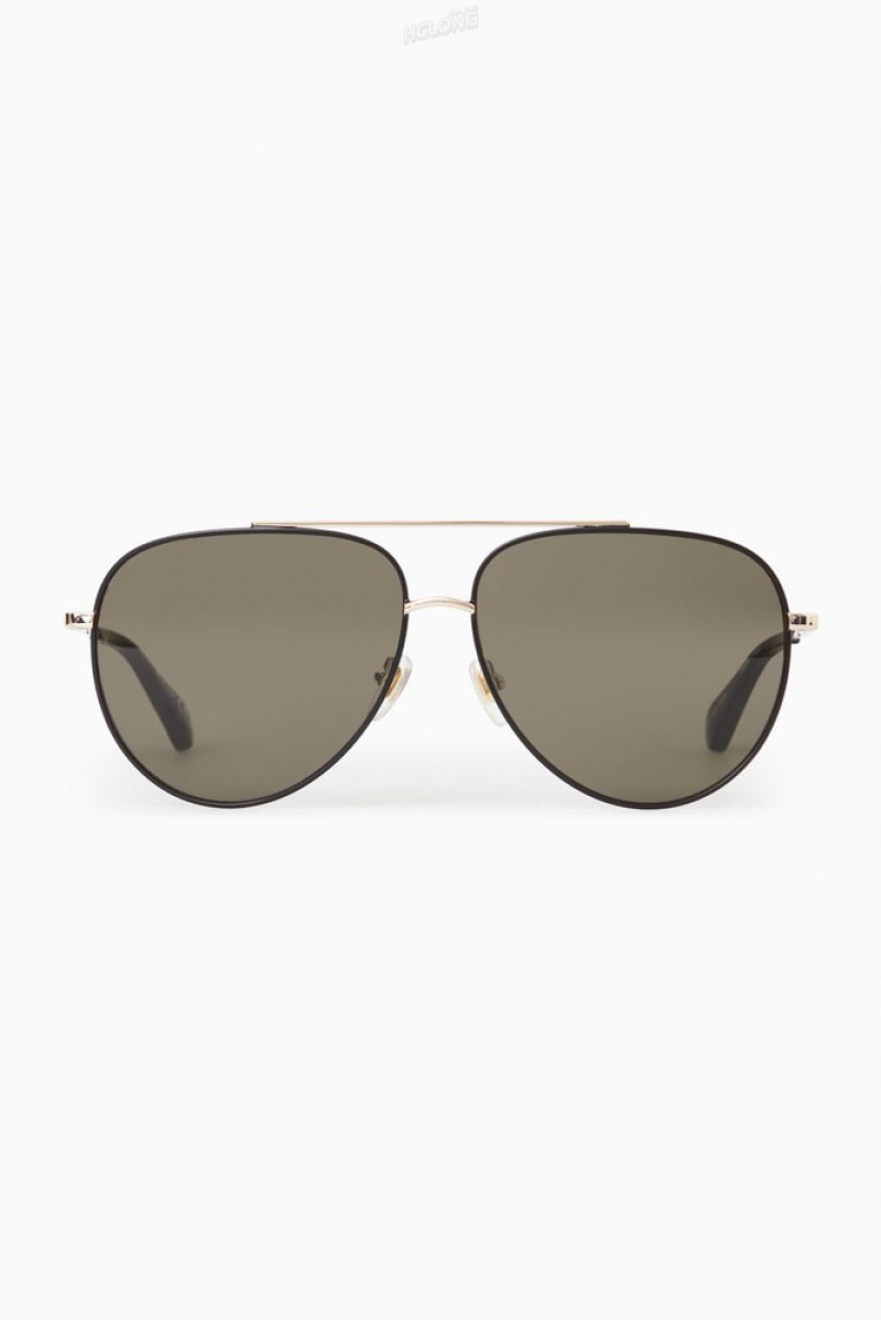 Gold / Black COS The Aviator Metal Sunglasses Sunglasses | 062159-AVJ