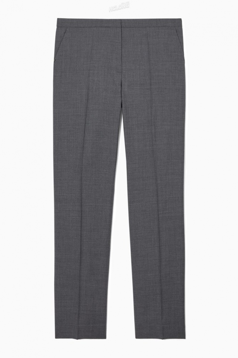 Gray COS Slim Tailored Wool Pants Pants | 145802-JUL