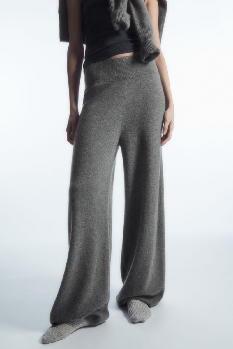 Gray COS Wide-Leg Pure Cashmere Pants Pants | 239547-IQJ