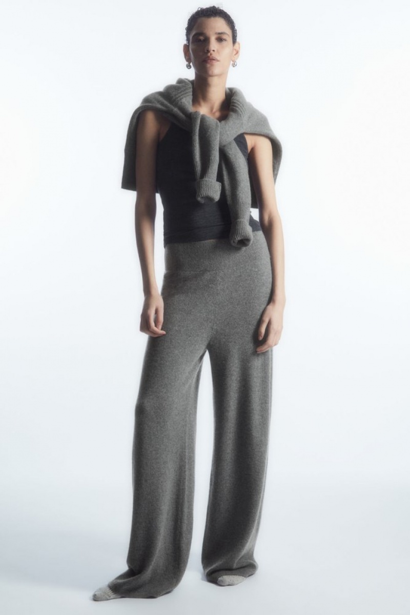 Gray COS Wide-Leg Pure Cashmere Pants Pants | 239547-IQJ