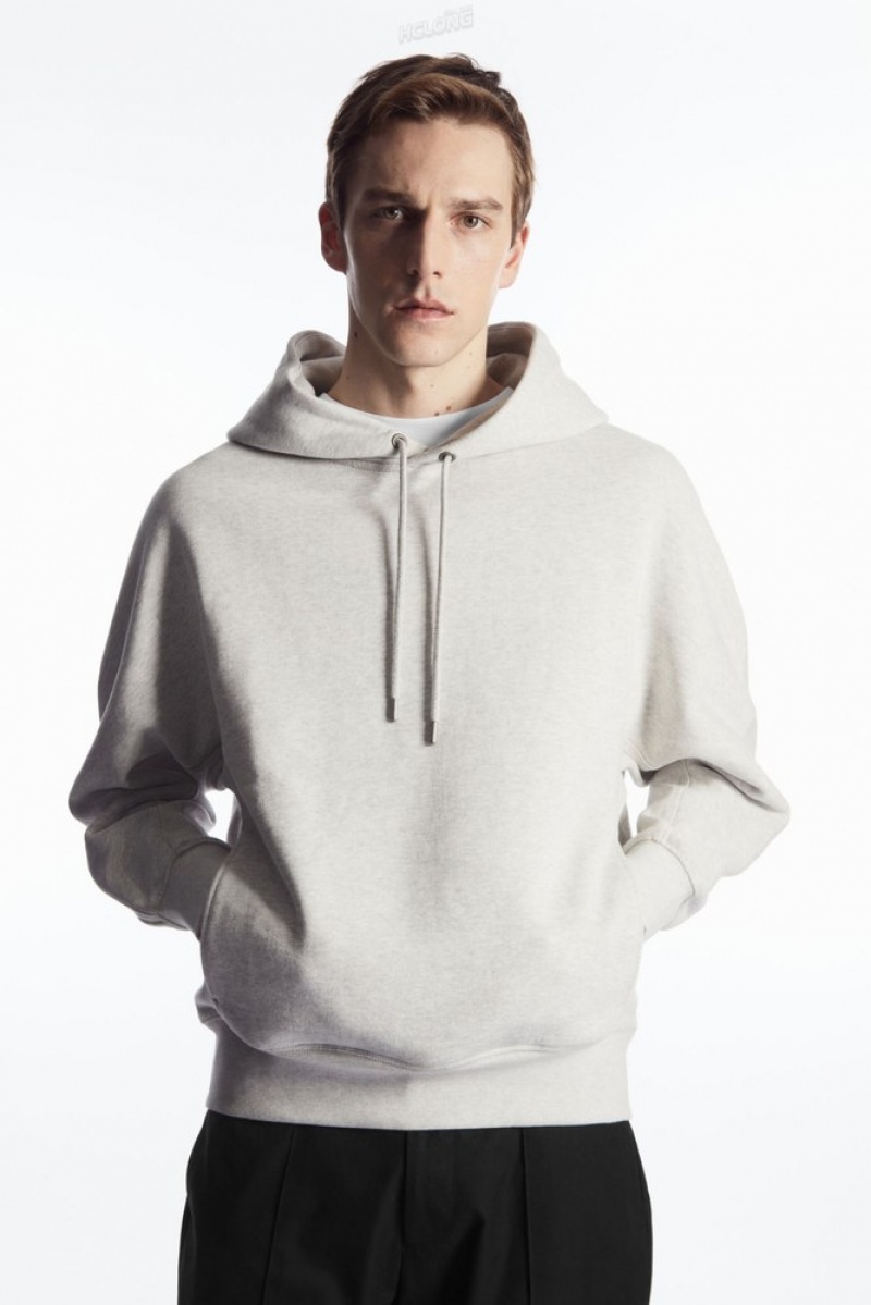 Gray MéLange COS Heavyweight Paneled Hoodie Sweatshirts & Hoodies | 357619-AIQ