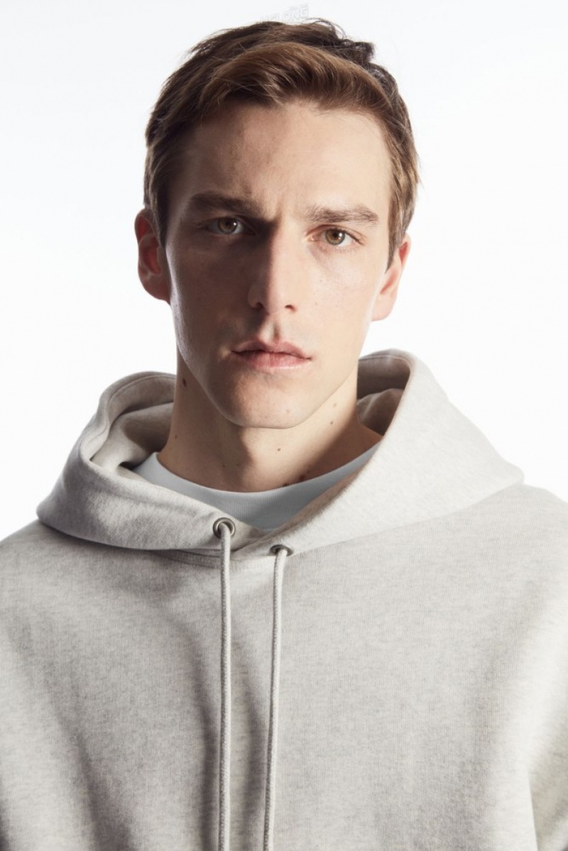 Gray MéLange COS Heavyweight Paneled Hoodie Sweatshirts & Hoodies | 357619-AIQ