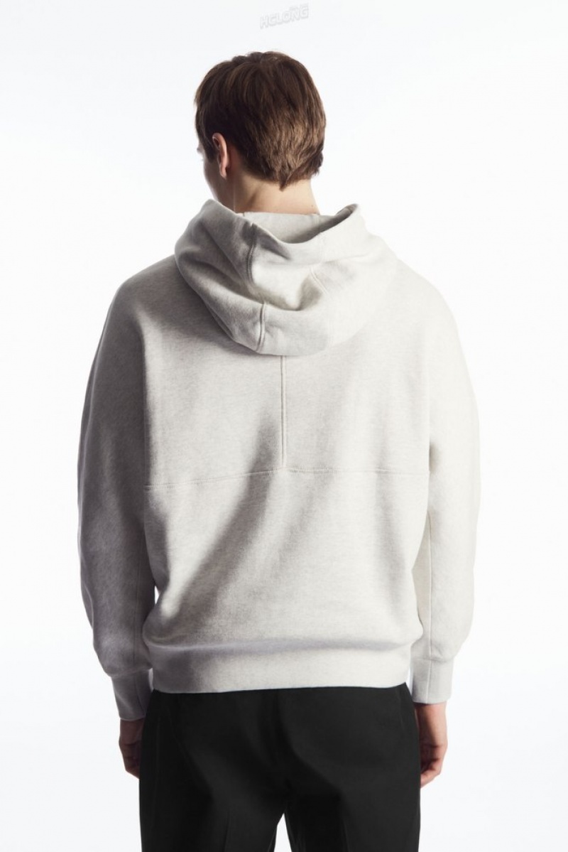 Gray MéLange COS Heavyweight Paneled Hoodie Sweatshirts & Hoodies | 357619-AIQ