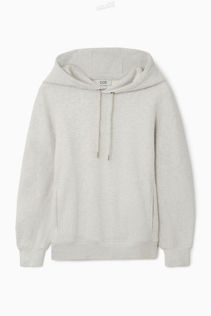 Gray MéLange COS Heavyweight Paneled Hoodie Sweatshirts & Hoodies | 357619-AIQ