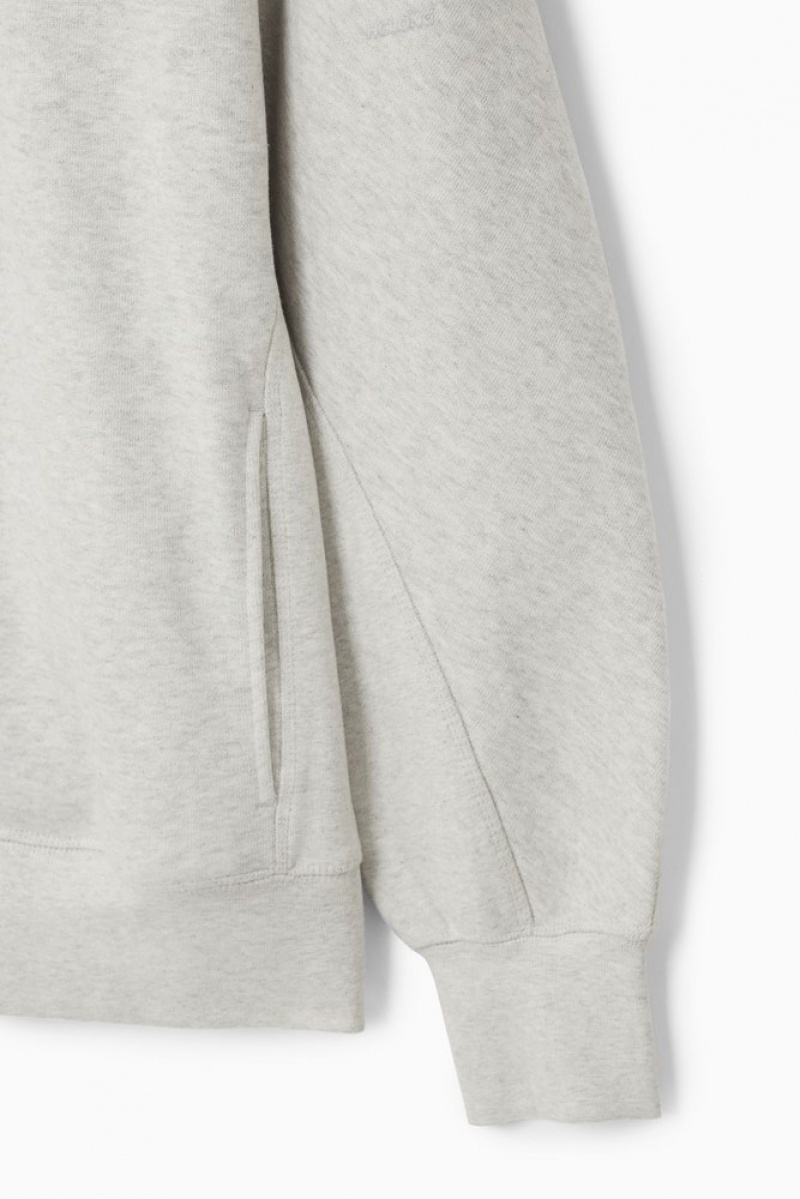 Gray MéLange COS Heavyweight Paneled Hoodie Sweatshirts & Hoodies | 357619-AIQ