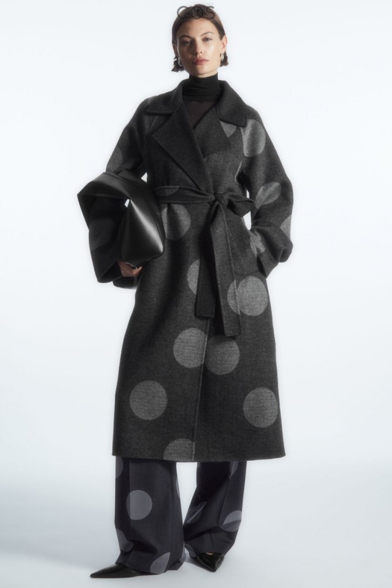 Gray / Polka-Dot COS Oversized Polka-Dot Wool Coat Coats & Jackets | 926708-YKF