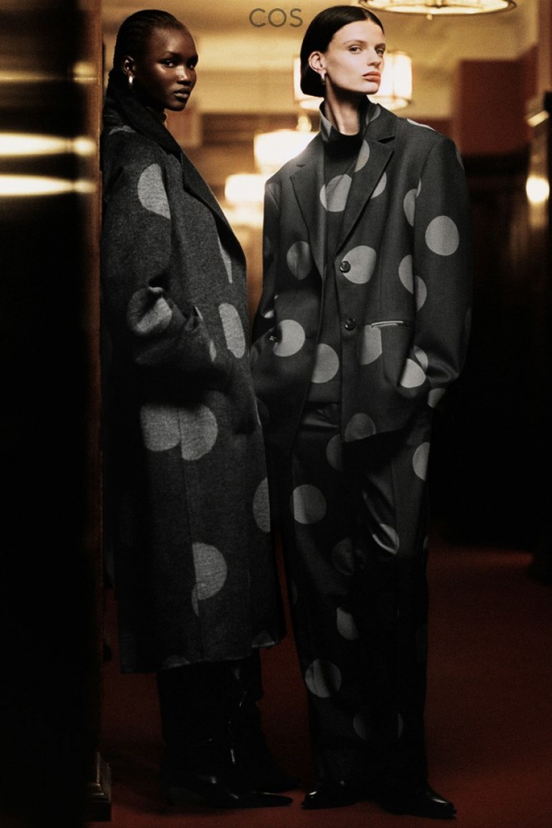 Gray / Polka-Dot COS Oversized Polka-Dot Wool Coat Coats & Jackets | 926708-YKF