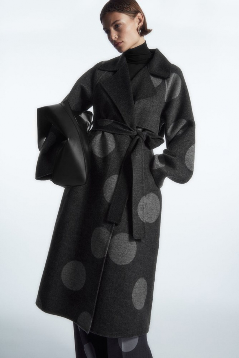 Gray / Polka-Dot COS Oversized Polka-Dot Wool Coat Coats & Jackets | 926708-YKF