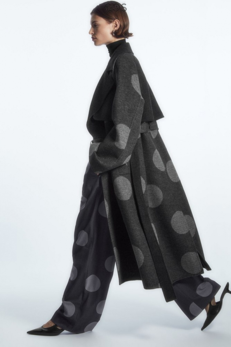 Gray / Polka-Dot COS Oversized Polka-Dot Wool Coat Coats & Jackets | 926708-YKF