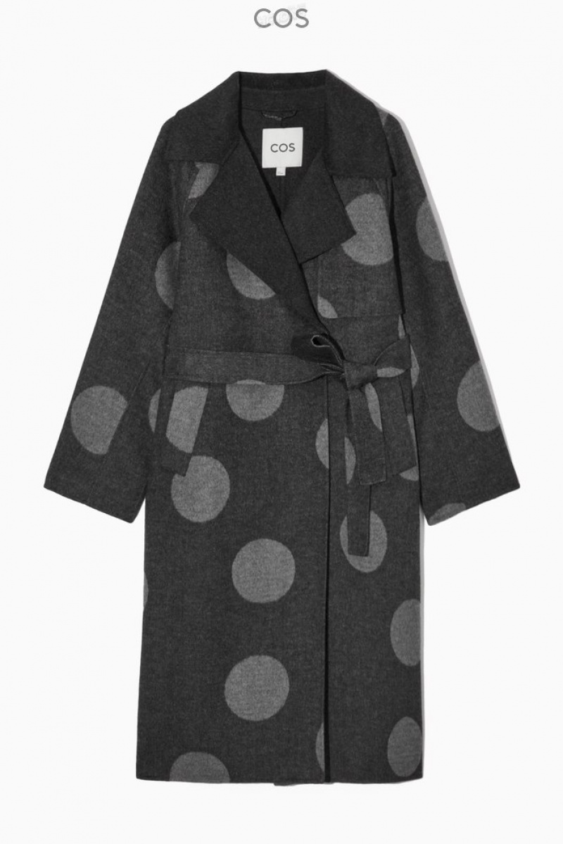 Gray / Polka-Dot COS Oversized Polka-Dot Wool Coat Coats & Jackets | 926708-YKF