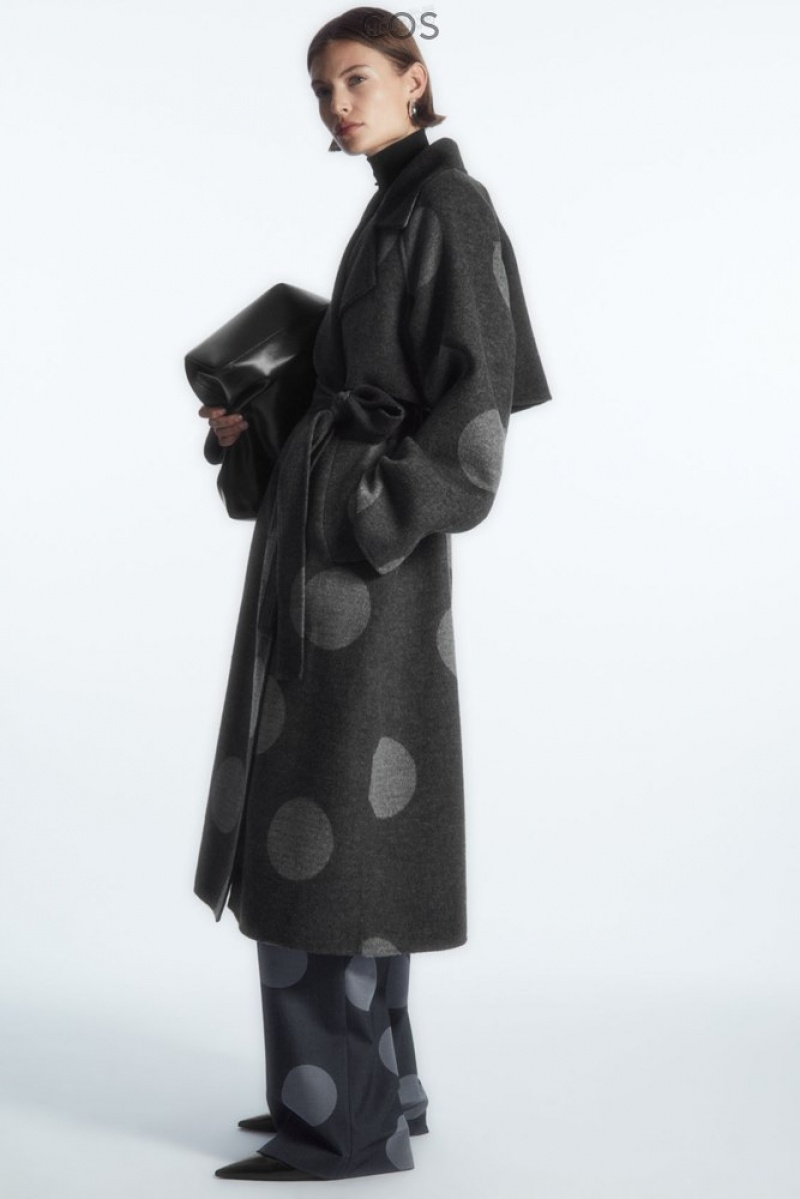 Gray / Polka-Dot COS Oversized Polka-Dot Wool Coat Coats & Jackets | 926708-YKF