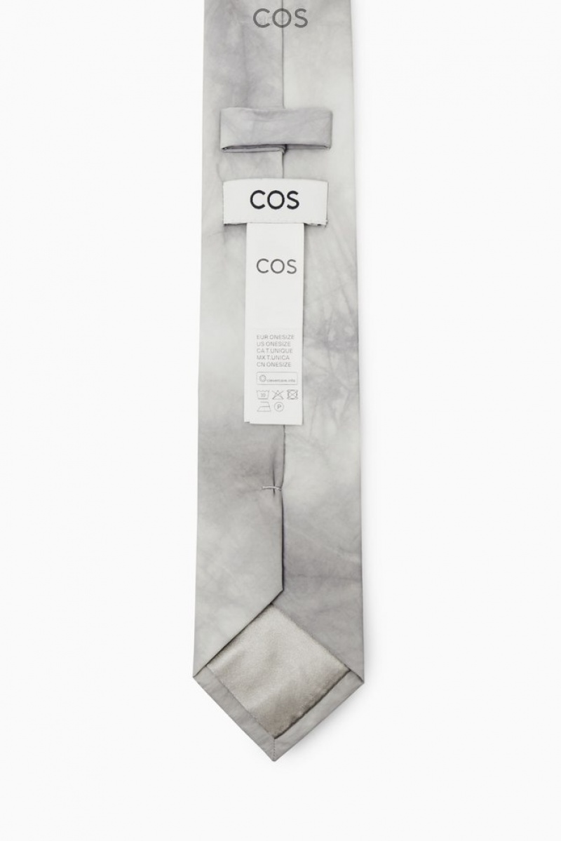 Gray / Printed COS Slim Tie-Dye Print Tie Ties | 164750-SYE