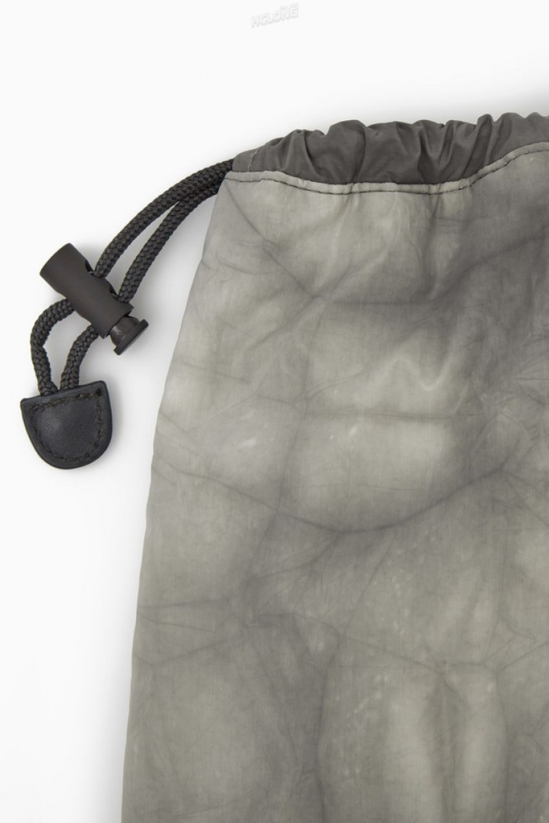 Gray / Printed COS Tie-Dye Print Drawstring Backpack - Nylon Bags & Wallets | 694853-AXK