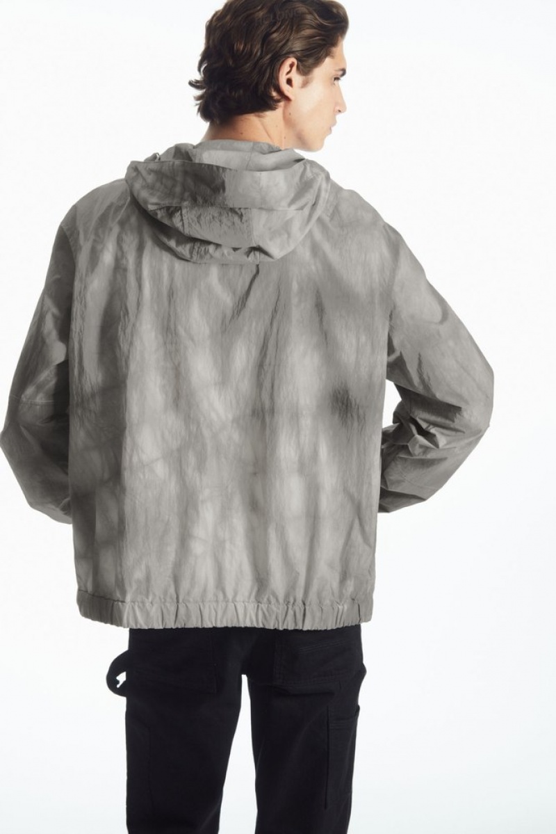 Gray / Tie-Dye Print COS Tie-Dye Print Packable Windbreaker Coats & Jackets | 186579-XTZ