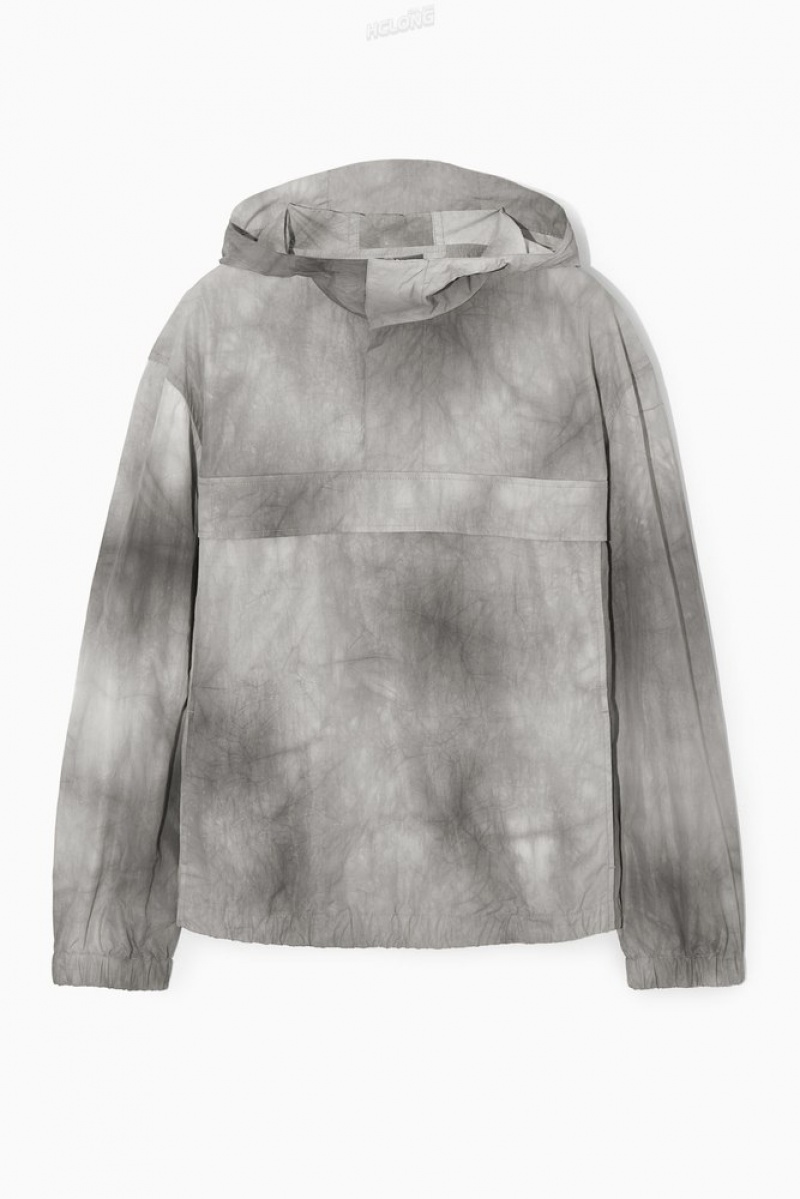 Gray / Tie-Dye Print COS Tie-Dye Print Packable Windbreaker Coats & Jackets | 186579-XTZ