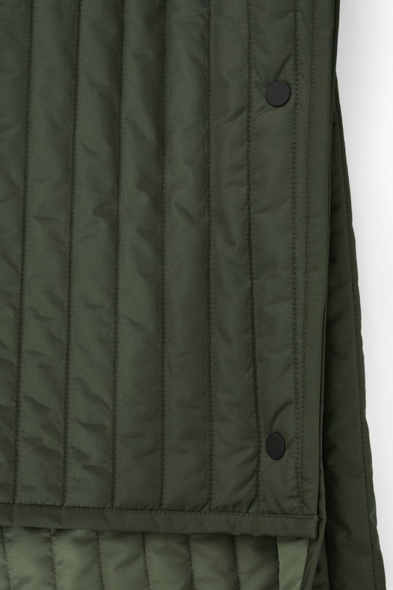 Green COS Hooded Quilted Hybrid Gilet Coats & Jackets | 820937-FDJ