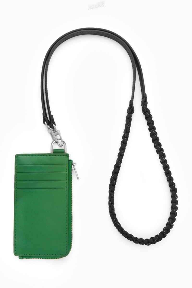 Green COS Leather Zipped Cardholder Cardholder | 193274-JFB