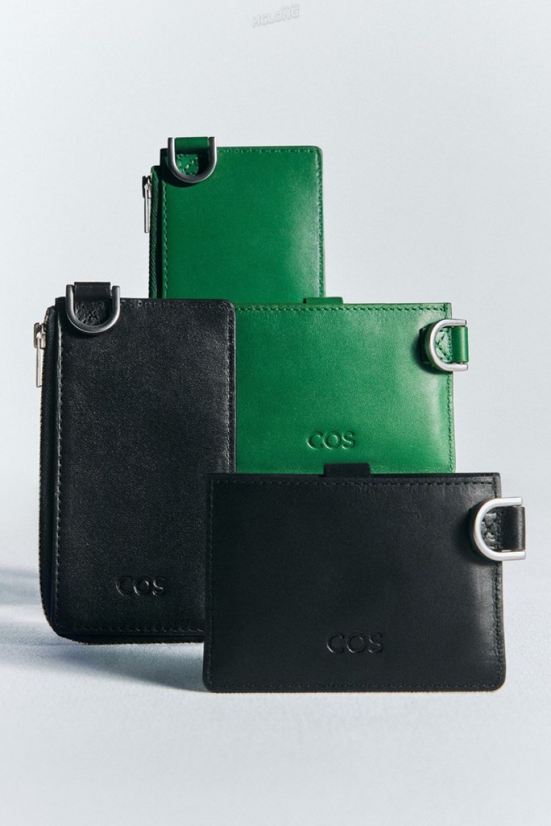 Green COS Leather Zipped Cardholder Cardholder | 193274-JFB