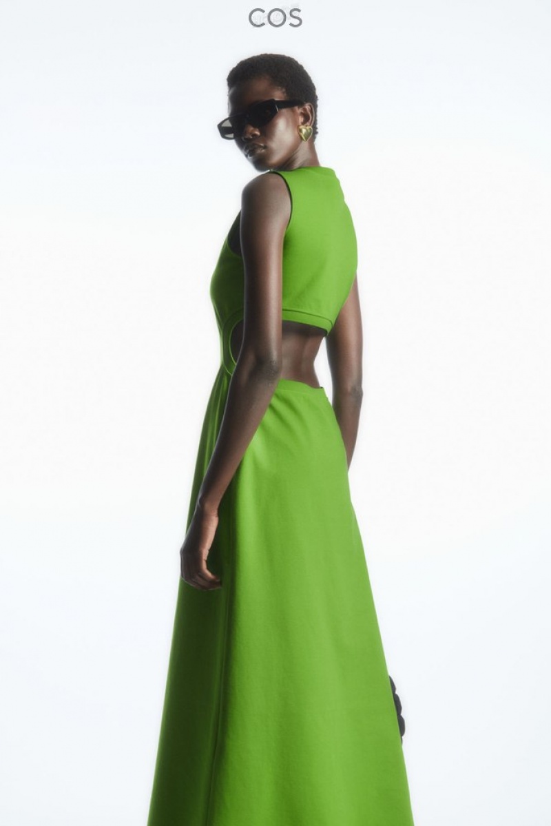 Green COS Sleeveless Cutout Maxi Dress Dresses | 690527-POW