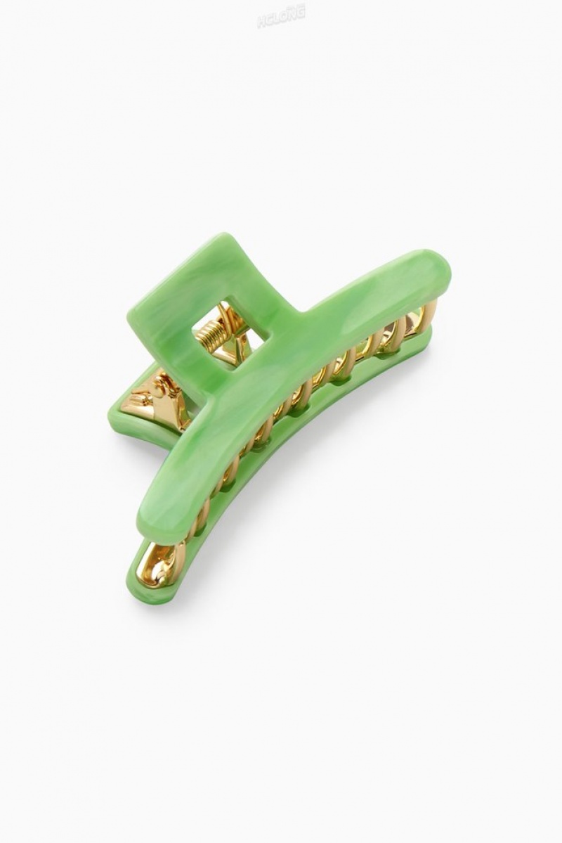 Green / Gold COS Pearl-Effect Mini Hair Clip Hair Accessories | 947810-VHW