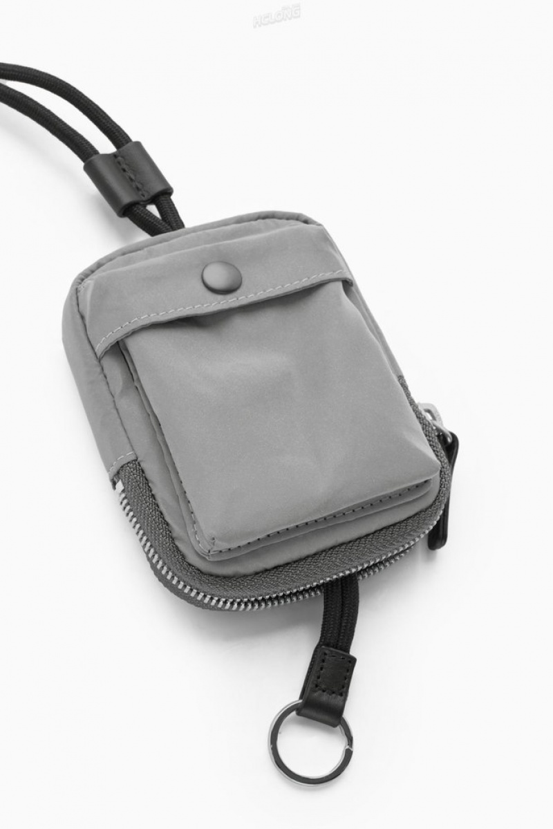 Grey COS Reflective Mini Crossbody Pouch Bags & Wallets | 451936-CIJ