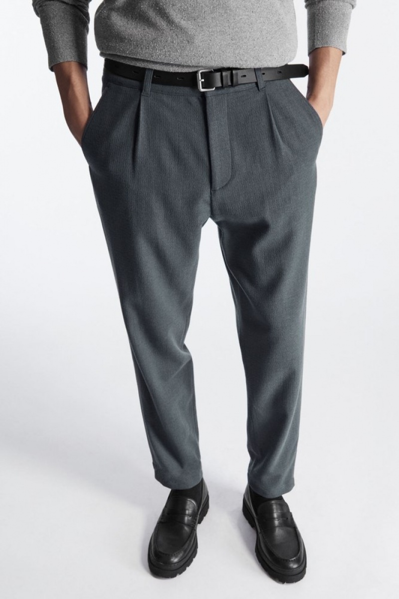 Grey COS Tapered Wool Chinos Trousers | 648097-CPO