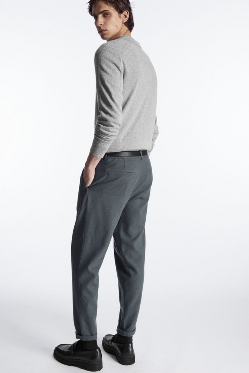 Grey COS Tapered Wool Chinos Trousers | 648097-CPO