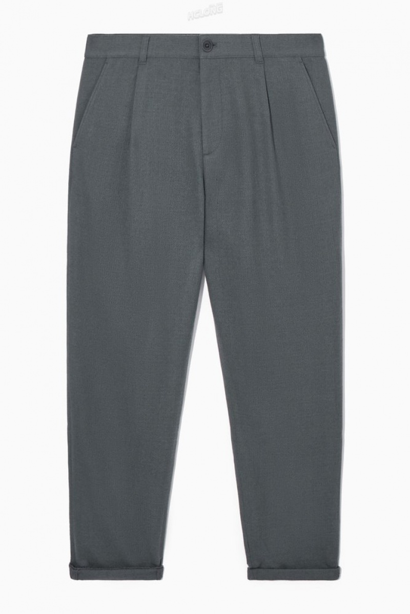 Grey COS Tapered Wool Chinos Trousers | 648097-CPO