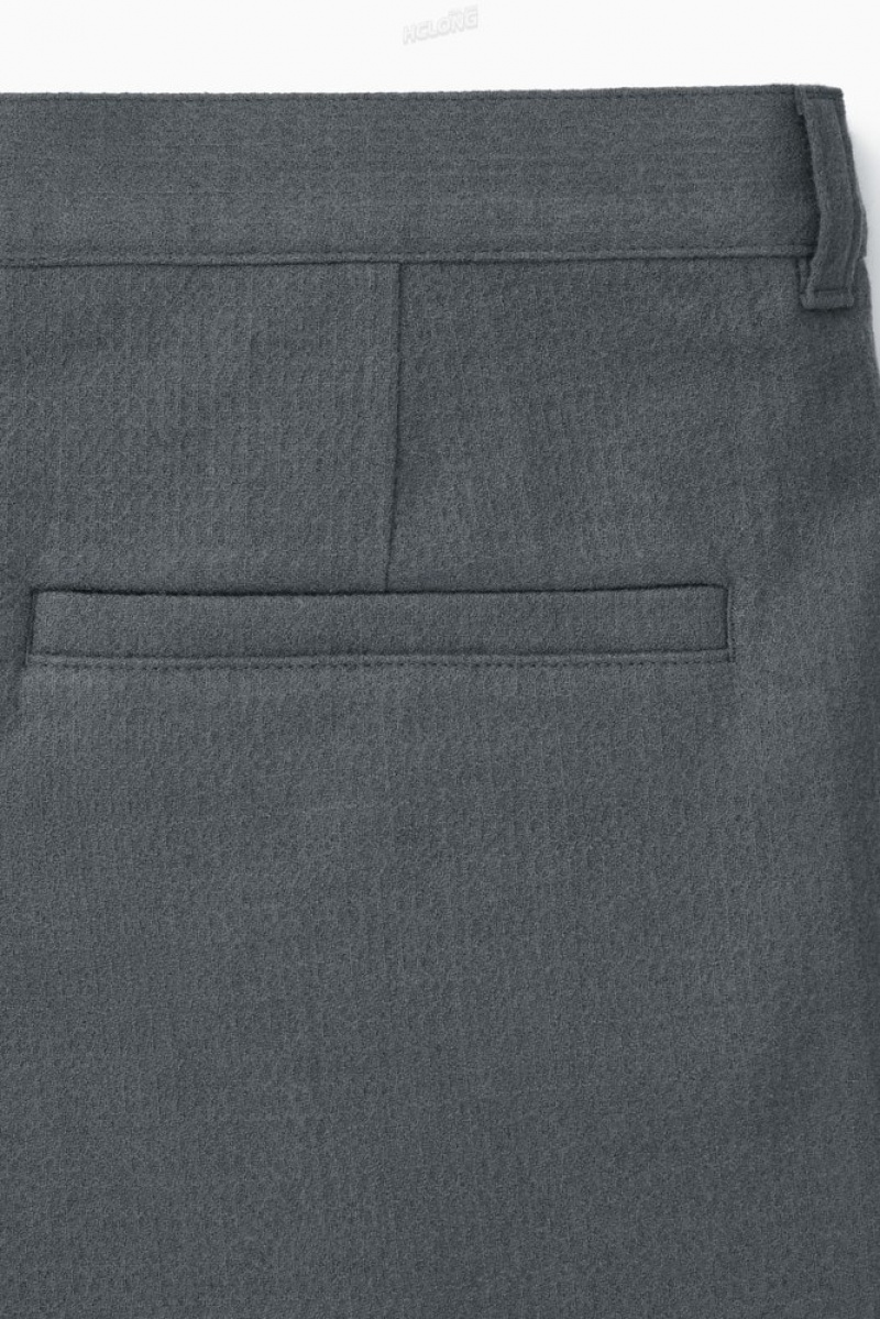 Grey COS Tapered Wool Chinos Trousers | 648097-CPO