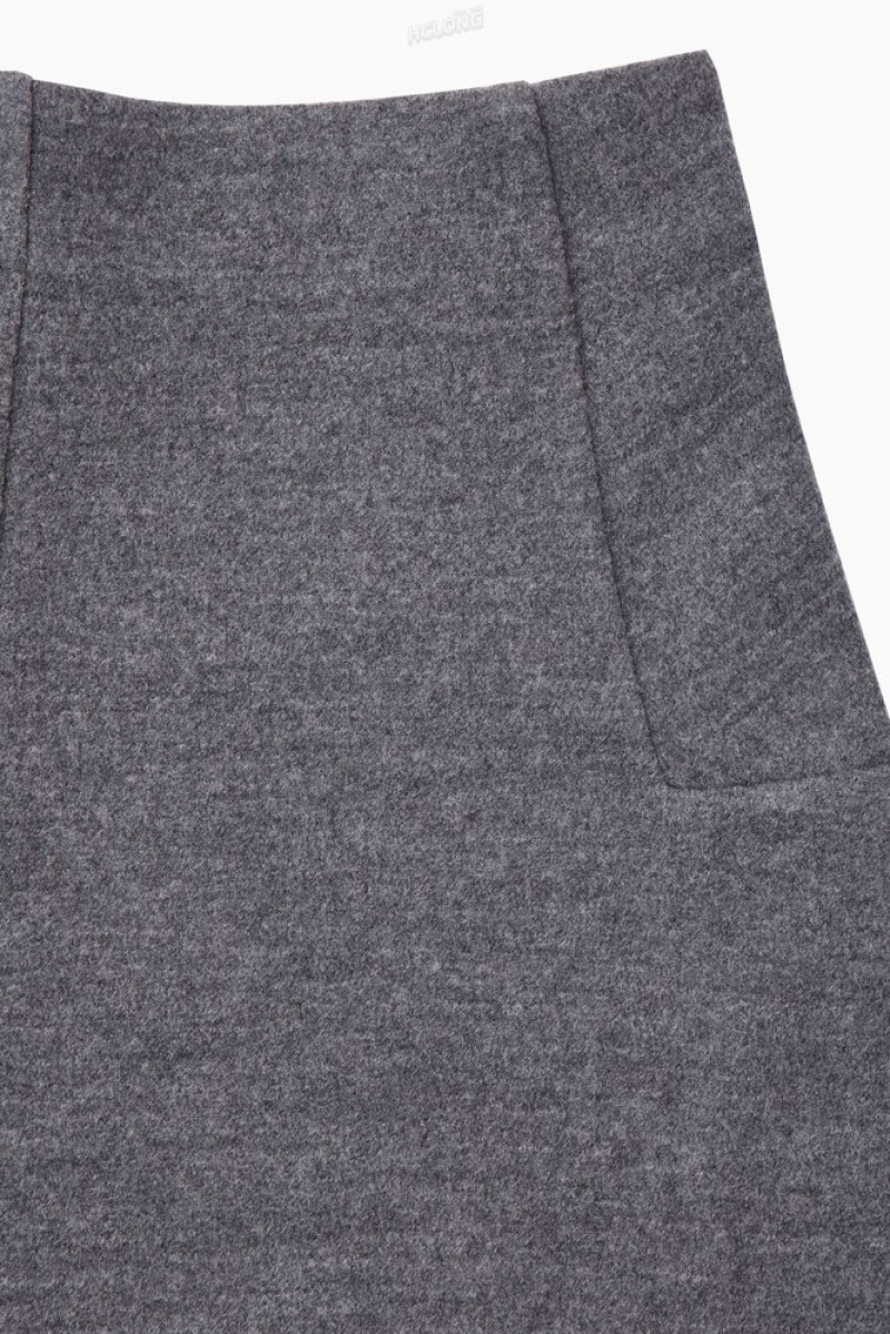 Grey MéLange COS Boiled-Wool Mini Skirt Skirts | 348970-CER