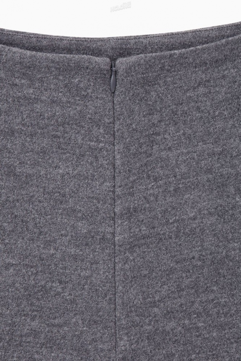 Grey MéLange COS Boiled-Wool Mini Skirt Skirts | 348970-CER