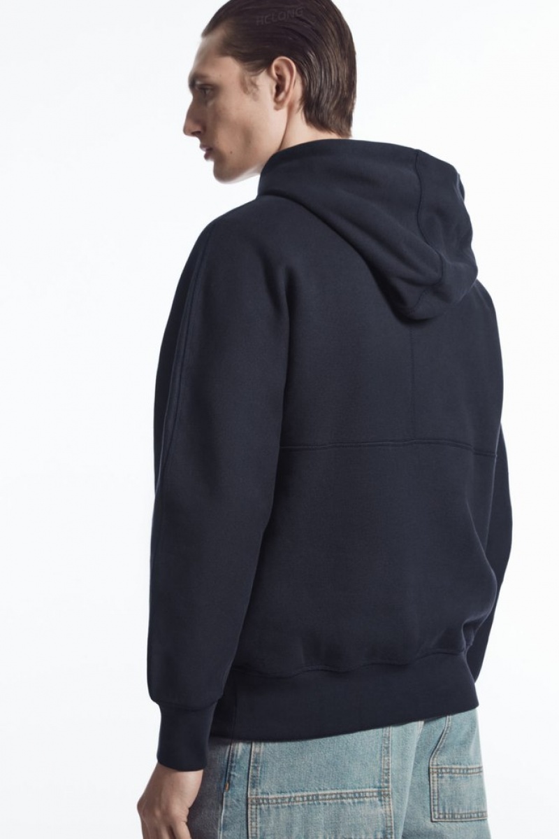 Grey MéLange COS Heavyweight Panelled Hoodie Sweatshirts & Hoodies | 578692-DEP