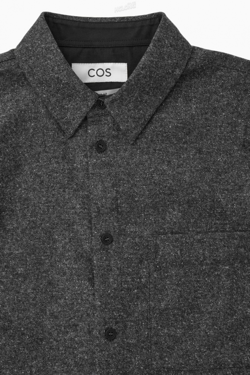 Grey / White COS Textured Wool-Jacquard Shirt Shirts | 467819-AVI