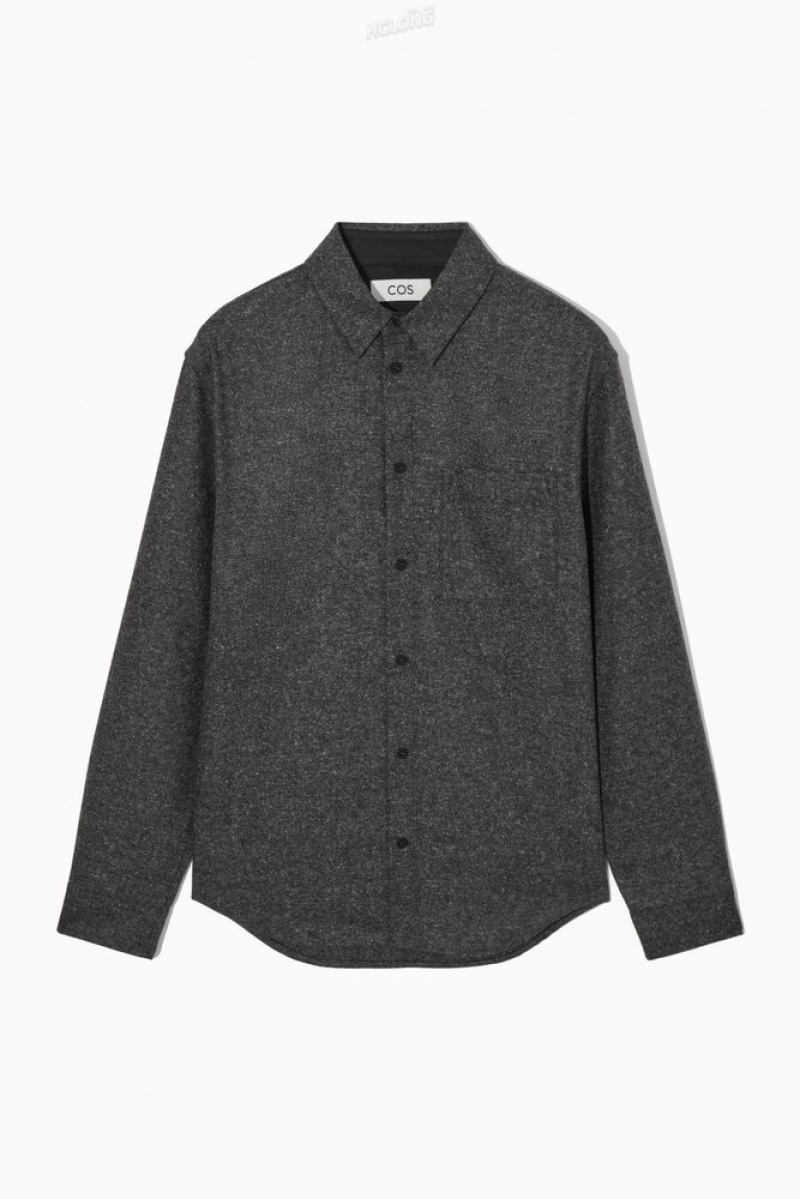 Grey / White COS Textured Wool-Jacquard Shirt Shirts | 467819-AVI