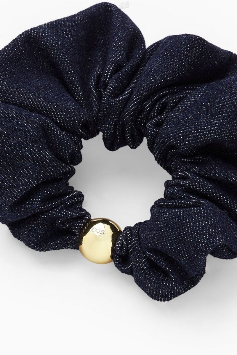 Indigo COS Embellished Denim Scrunchie Hair Accessories | 468712-EWF