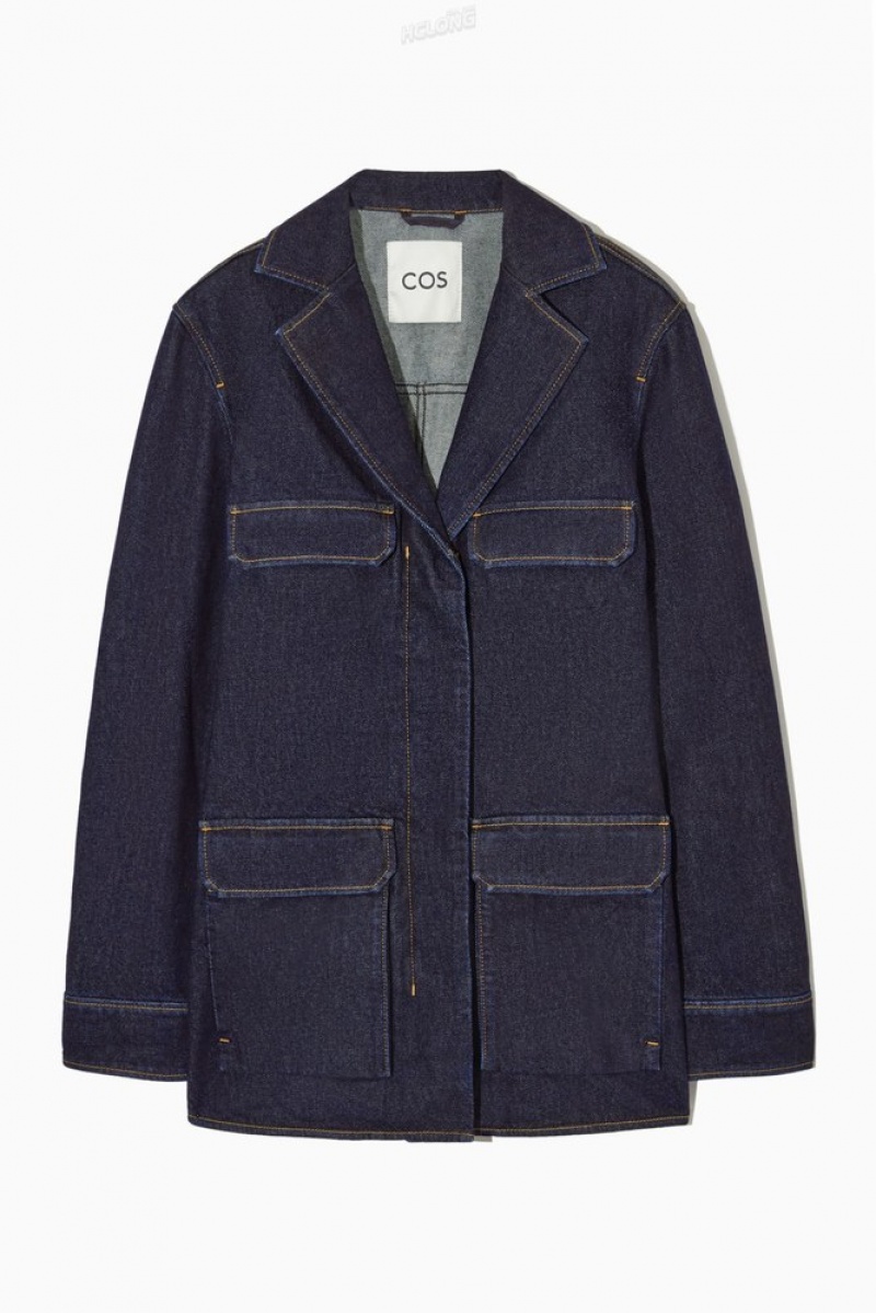 Indigo COS Utility-Style Denim Jacket Coats & Jackets | 681935-YUH